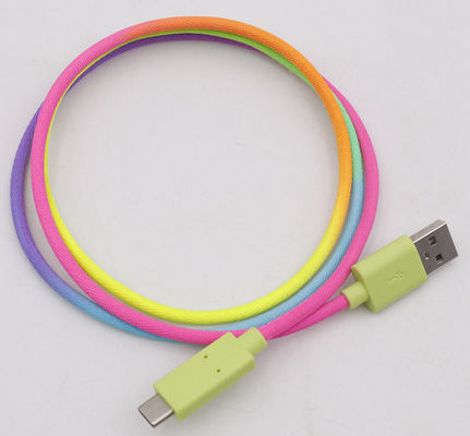 Data Transfer 1.5m 2m Usb 2.0 To Usb C Cable Quick Charge Rainbow Color