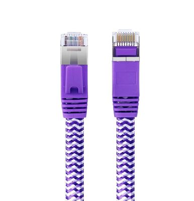 EJE Brand Flat CAT.6A FTP Blue White Stripe Patch Cable Special Design for 10 Gigabit Network